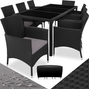 TecTake Salon de jardin 8 places avec housse de protection