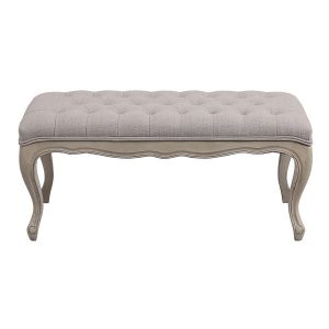 Banc ottoman en hévéa et tissu beige - Gaspard