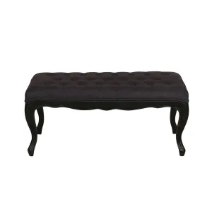 Banc ottoman en hévéa noir et tissu anthracite - Gaspard